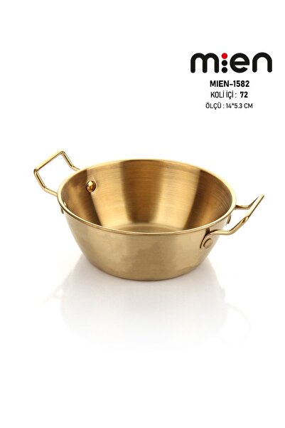 MİEN Mini Plate with Metal Handle 1 Piece (14cm) Gold Breakfast Serving Dish ...