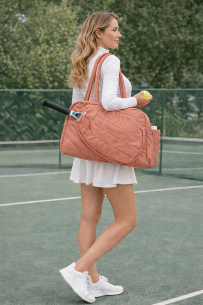 ICONE BAG Paraşüt Kumaş Raket Gözlü Tenis Çantası Padel Çantası, Spor Çantası ve Tenis Çantası, Kiremit Renk Spor Çantası, Tenis Çorabı Hediye