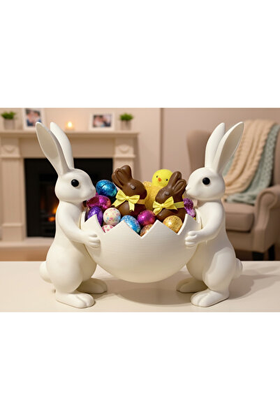 Mynivora Ramazan Bayramı Özel Tavşan Şekerlik 16 cm – Dekoratif Sunumluk 3D B...