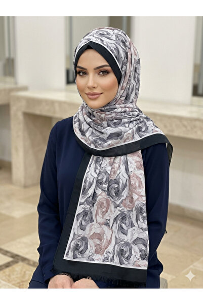 REMOMODA Patterned Floral Model Chiffon Shawl Italian Soft Shawl High Quality