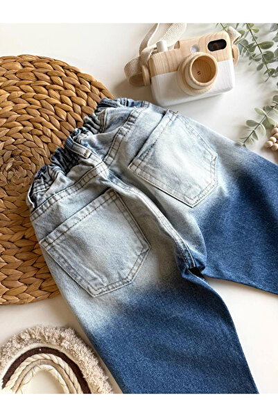 ZARİNA Mavi İki Renkli Çocuk Unisex Denim Jean Pantolon
