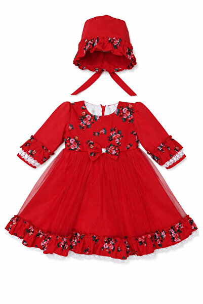 OEM Rochita botez si boneta cu motive traditionale, maneca lunga, 3-6 luni