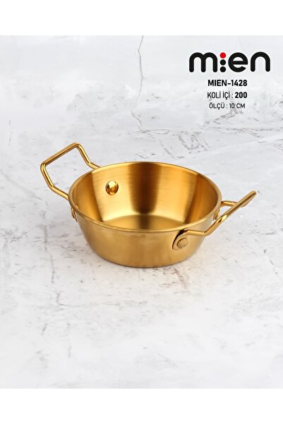 MİEN Mini Plate with Metal Handle 1 Piece (10cm) Gold Breakfast Serving Dish ...