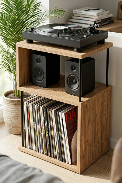 DEQQU Es 45x35x63cm Pikap Sehpası, Plak Düzenleyici, Plak Rafı, Dekoratif Yan...