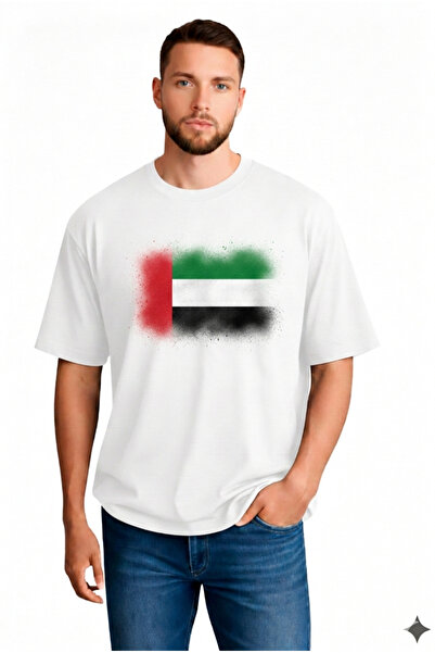 sngl Tricou cu mânecă scurtă pentru bărbați supradimensionat UAE Flag cu impr...