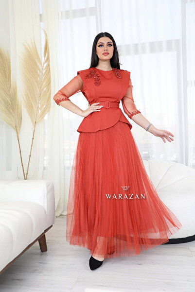 Warazan Soft long embroidered evening dress