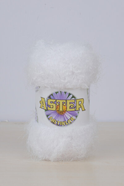 SALTIKLAR خيط تريكو ريشي من أستر - 100 جرام / 55 متر أبيض-0001