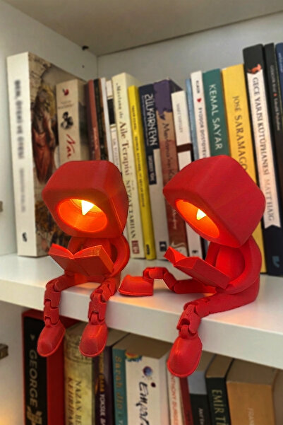 Obaco Kitap Okuyan Led Kafa 2li Kitaplık Süsü, Sevimli Işıklı Biblo Seti, Çoc...