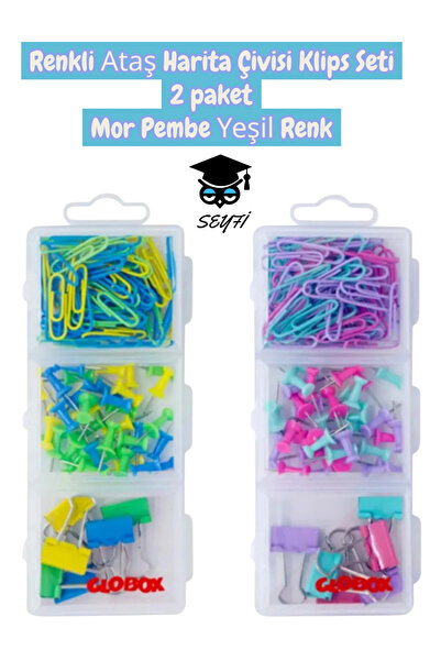 SEYFİKİRTASİYE Кольоровий набір кліпсів для карт 2 упаковки Фіолетовий Рожеви...
