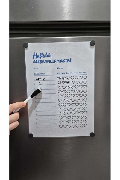 URDE Yaz Sil Haftalık Alışkanlık Takip Çizelgesi-Mıknatıslı Motivasyon Panosu...