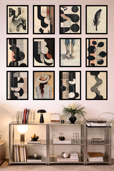 UNT 12-Frame Look Kitchen |   Modern |   Retro Wall Poster Painting Set – 15X...