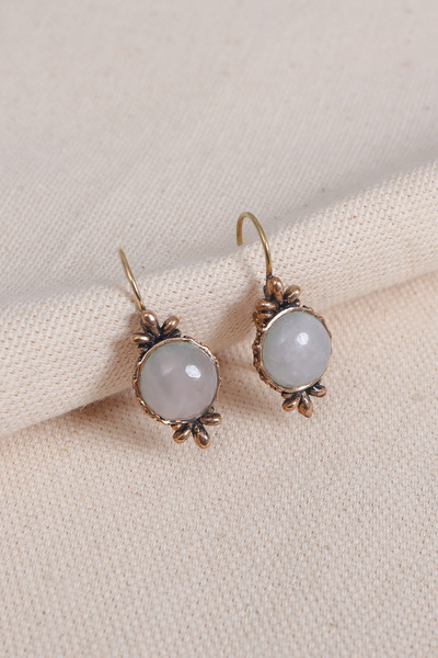 Süspüs Accessories White Quartz Stone Authentic Earrings