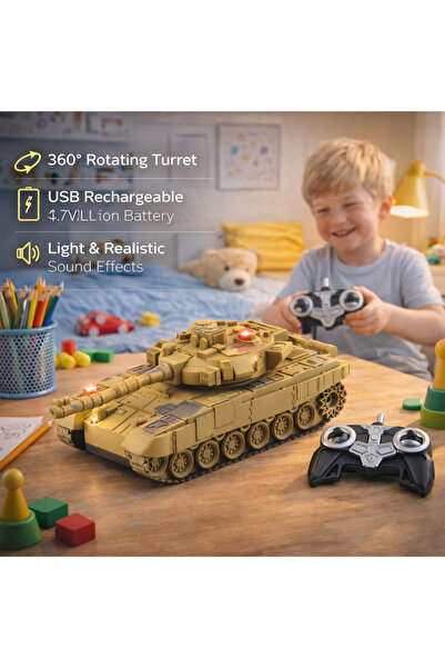LEAN Remote-controlled military tank T90 RC with lights and sounds green 1:18