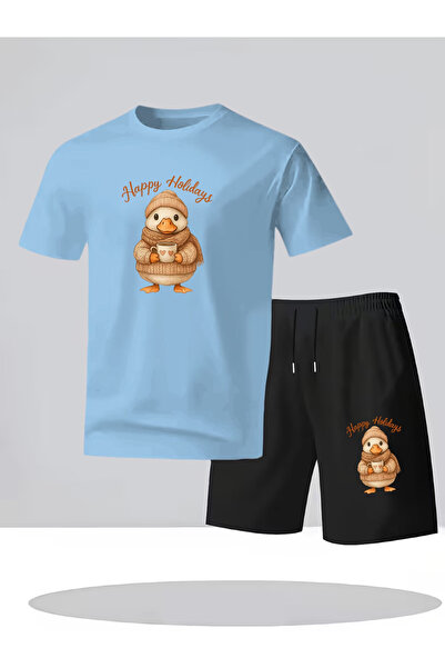 Flow touch Men's Black Printed Oversized Shorts Tracksuit Set