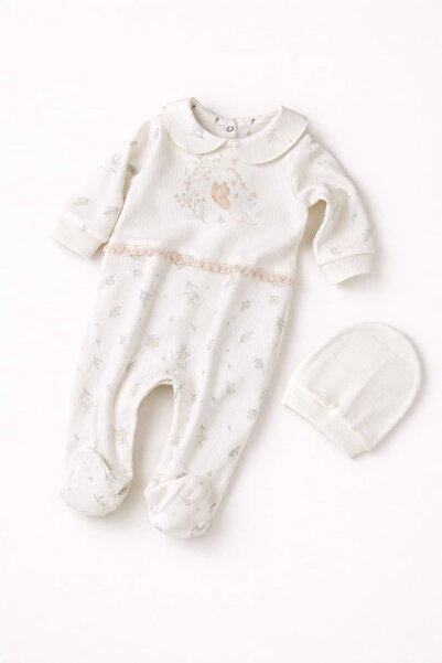 KapsülBebek Baby Girl Romper Set – with Booties and Hat - 100% Organic Cotton