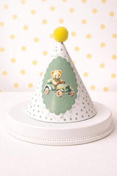 Minia Șapcă drăguță pentru petrecere imprimeu cu ursuleț – cu pompon galben, ...