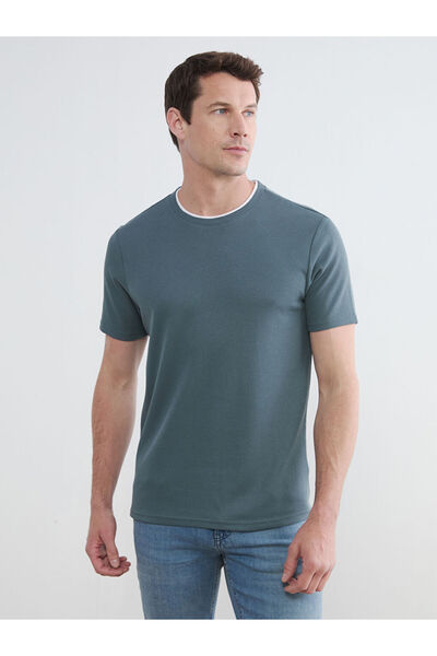 LC Waikiki Ανδρικό μπλουζάκι με λαιμόκοψη Petrol