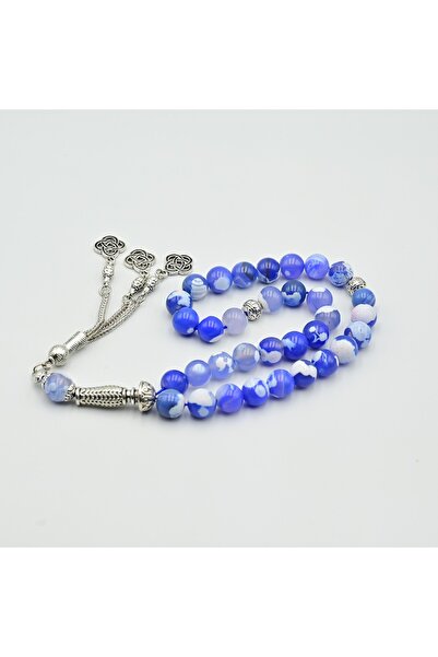 GENERAL Rosary made of wavy blue agate stone