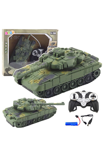 LEAN Remote-controlled military tank T90 RC with lights and sounds green 1:18