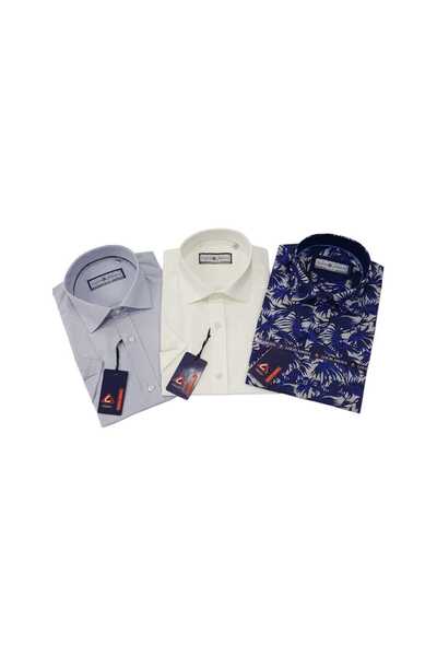 Louis Fabel 3-Piece Slim Fit Men's Short Sleeve Shirt Set – Size m