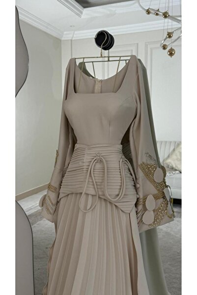 saher-alshrek Beige embroidered dress