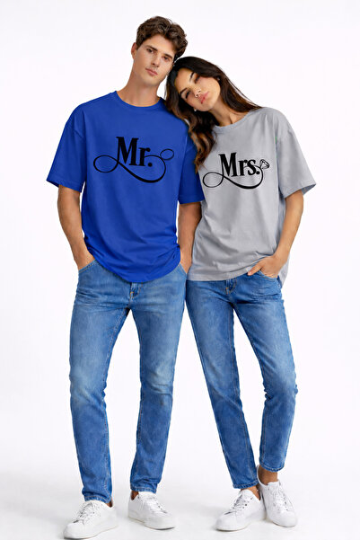 NEVERMIND Set de tricouri unisex pentru cupluri, cu imprimeu perechi, Robot s...