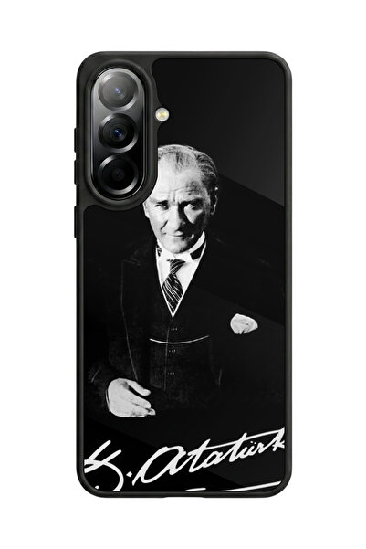 Aksel Kılıf Samsung Galaxy A37 Compatible Printed Case, Matte Black, Soft Sil...