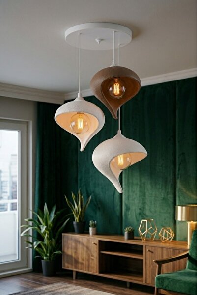 Dropcek eticaret Modern 3’lü Sarkıt Avize Salon Oturma Odası Dekoratif Damla ...