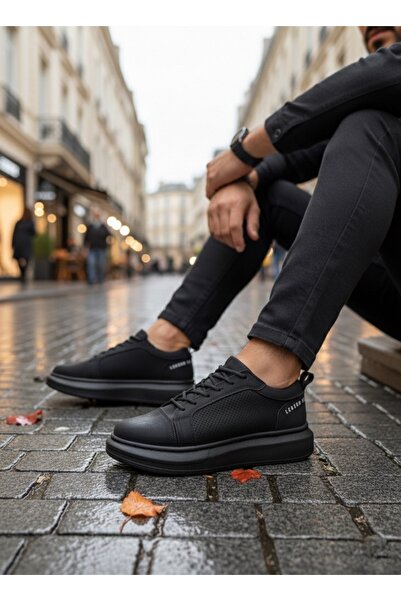 pabucmarketi Lace-Up Men's Sports Shoes Black (Black Sole)