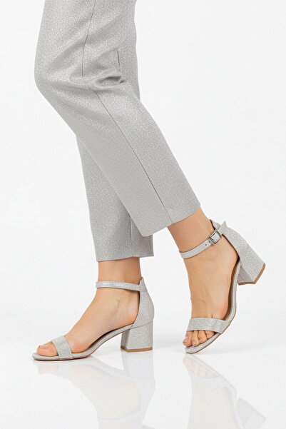 Aspor Silver Glittery Women's High Heels Sandals