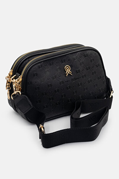 LikeMoon Women's Black Modern Design with Patterned Hands and Shoulder Bag Do...