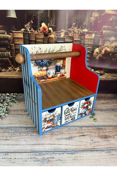 Bypinaryuksel 3-Drawer Design Paper Roll Towel Holder with Shelf