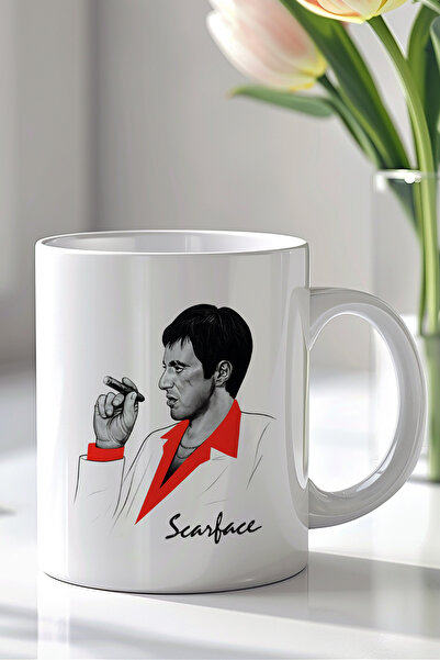 YasBey DESIGN Scarface Tony Montana Tasarımlı 330ml Baskılı Beyaz Seramik Kup...