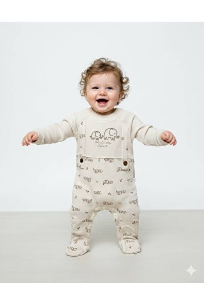 KapsülBebek Fil Patterned Baby Boy Jumpsuit – Soft-Textured