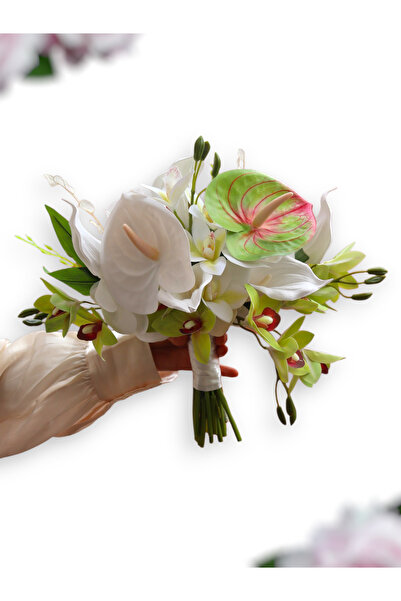 Ütopik çiçek Frezya Gala Özel Tasarım Gelin Buketi Gelin Çiçeği