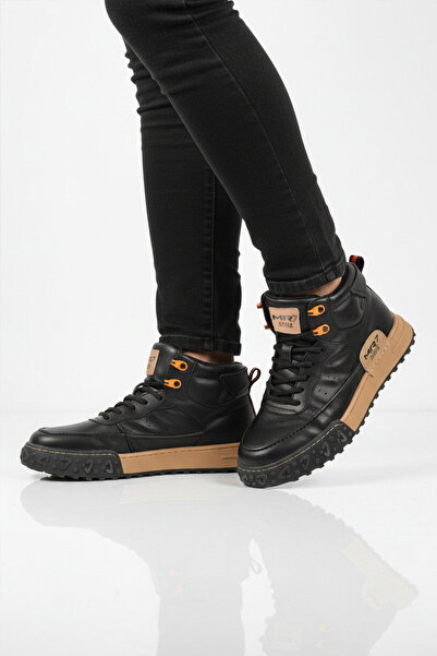 MARCOMEN Siyah Hakiki Deri Bağcıklı Erkek Sneaker