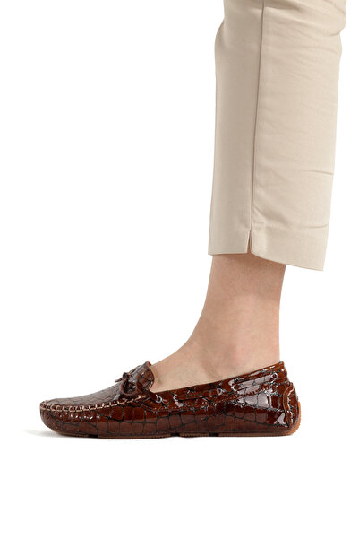 Ateş Leather Patent Leather Croco Loafers Daily Women's Shoes