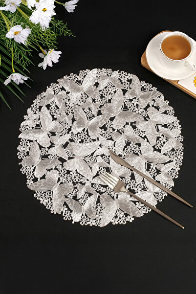 Digithome Set of 6 Placemat I Supla Round Silver 38 cm – Acr-625/20