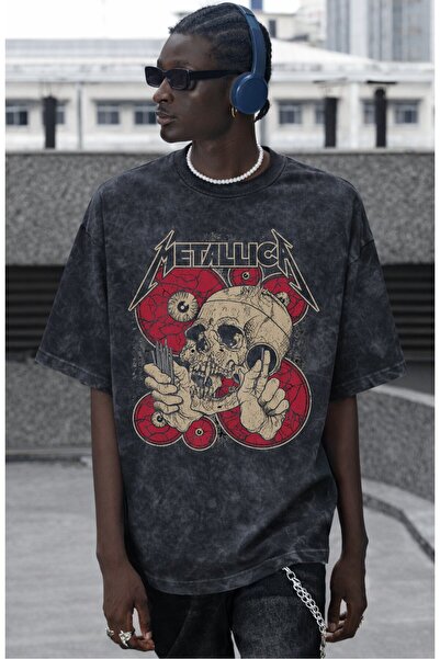SEVBANO Metallica Rock Metal Music Band Printed Unisex Oversized Vintage Wash...