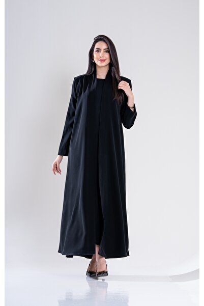 Al Afnan Boutique Elegant abaya with a blazer cut, made of deep black royal c...