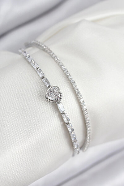 online kapsulavm avm alışveriş Brass Zircon Stone Heart Model Silver Color Wo...