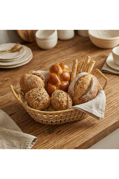 Naz Home Hasır Görünümlü Kulplu Ekmek Sepeti – Dikdörtgen