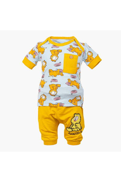 Baby Cara طقم ملابس للأطفال مكون من قميص وشورت - قطن تركي بتصميم غارفيلد