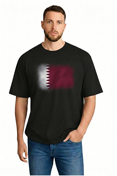 sngl تي شيرت رجالي كبير الحجم بأكمام قصيرة يحمل علم قطر مطبوع S M L XL 2XL