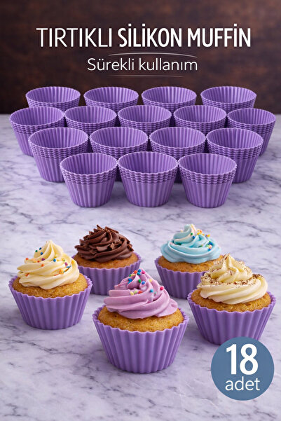 Delvos 18-Piece Serrated Silicone Muffin Mold Reusable Cupcake Muffin