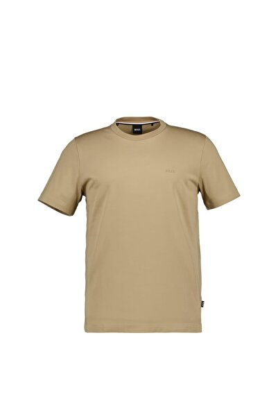 BOSS تي شيرت رجالي ذو قصة عادية وأكمام قصيرة وياقة دائرية بلون بني فاتح 50468...