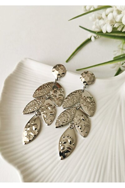 Halley Concept Textured Layered Silver Leaf Earrings