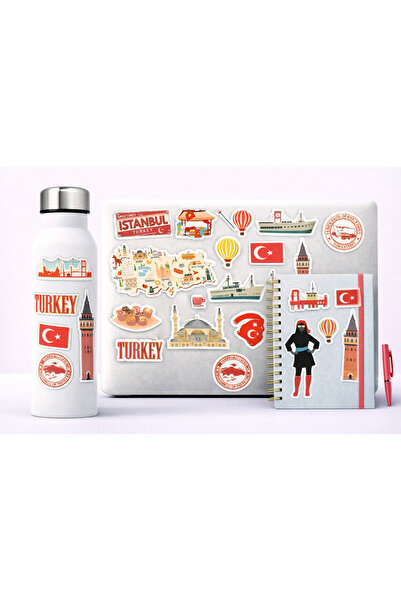 Limitless Design 22x30 cm Türkiye ve İstanbul Temalı Sticker Seti – Laptop, V...