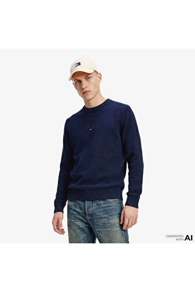 Tommy Hilfiger Linear Erkek Lacivert Triko