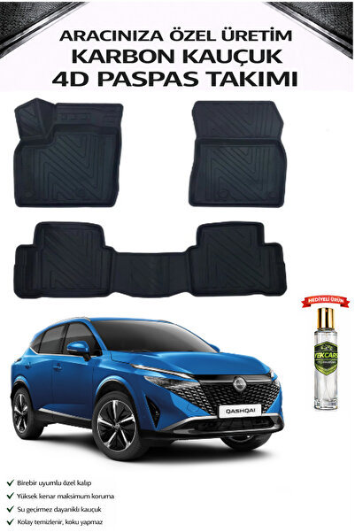 YEKCARS NİSSAN QASHQAİ 2026 MODEL ARACINIZA ÖZEL KARBON KAUÇUK PASPAS TAKIMI